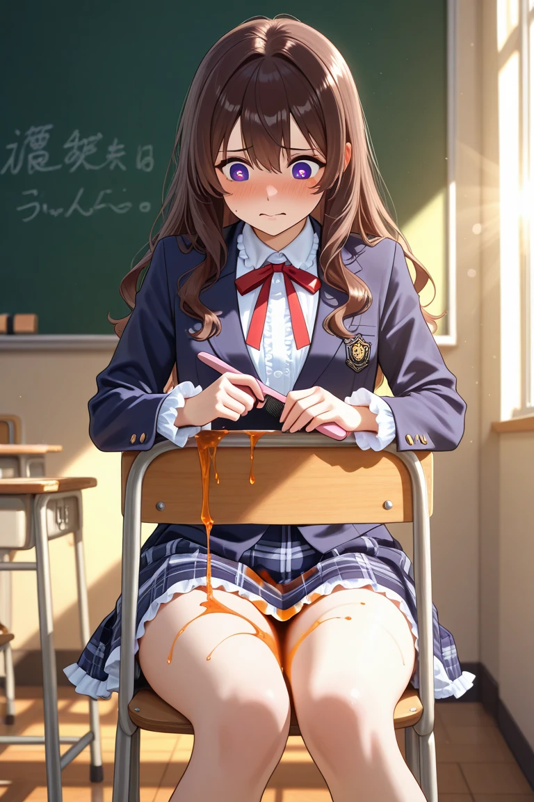 Ultra HD Photos、whole body、Accurate depiction of the human body、Schools that train sex slaves、uniform、classroom、whole bodyエスビアン、Small breasts、Lewd、Clothed masturbation、shame、Transparent love juice overflowing from between her legs、Sensuality、Feels good、Peeing、incontinence