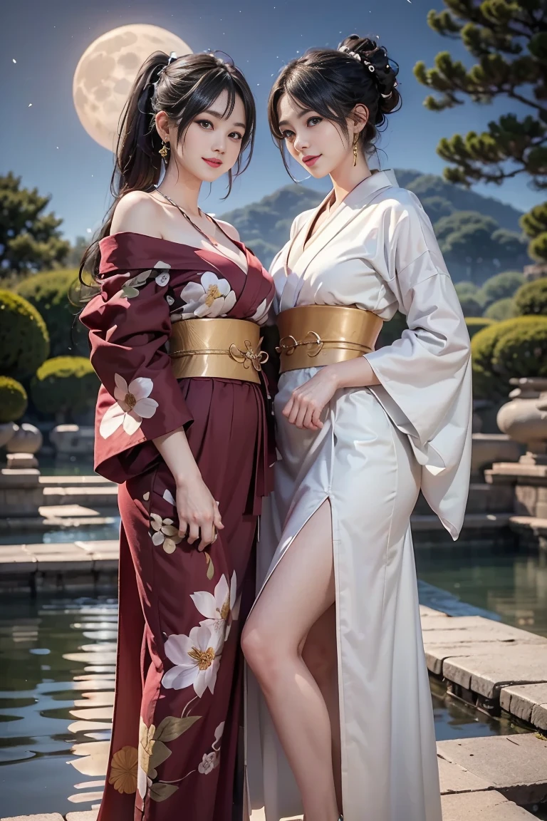 """
Beautiful Japanese woman, voluptuous body, hourglass silhouette, ample bosom, curvy hips, slender waist, long straight black hair, delicate features, pale skin, wearing a traditional kimono with obi accentuating her figure, in a classic Japanese garden setting, soft natural lighting, artistic photography style,slight asymmetry, Fine texture of the hair
"""