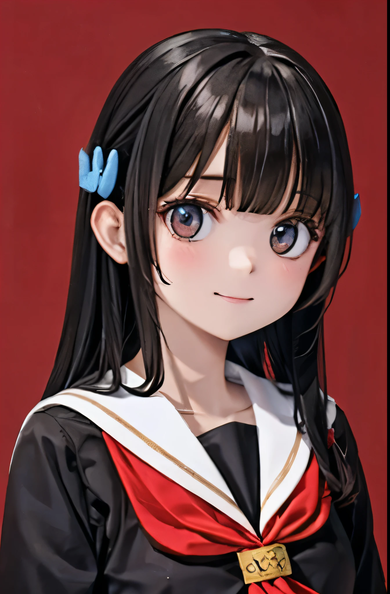 Hasuno Sora,brown sailor,black eyes, straight hair ,Asian,