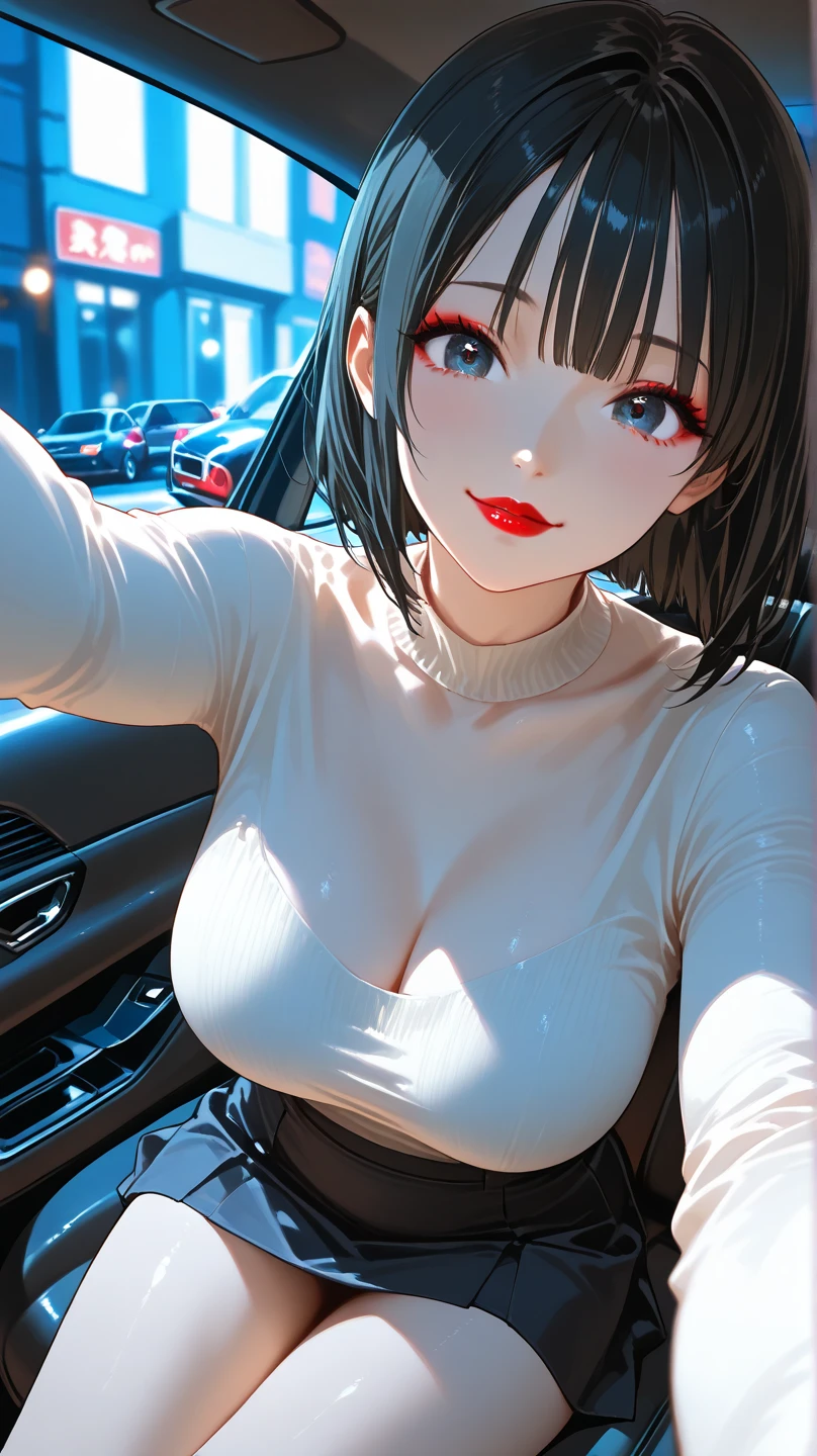 A teenage girl、(masterpiece:1.4)、(in 8K、realisitic、Raw photo、top-quality:1.4)、(Real Face:1.4)、(real looking skin:1.3)、超A high resolution、A hyper-realistic、Eyes in Beautiful Details、Black hair long hair、耳Nipple Ring、a secretary、officeworker、White collared shirt、no-bra、Black pants、high detailing、(huge-breasted:1.5)、gargantilha、Blushing、Embarrassed look、alluring face、Take a seat on the bullet train