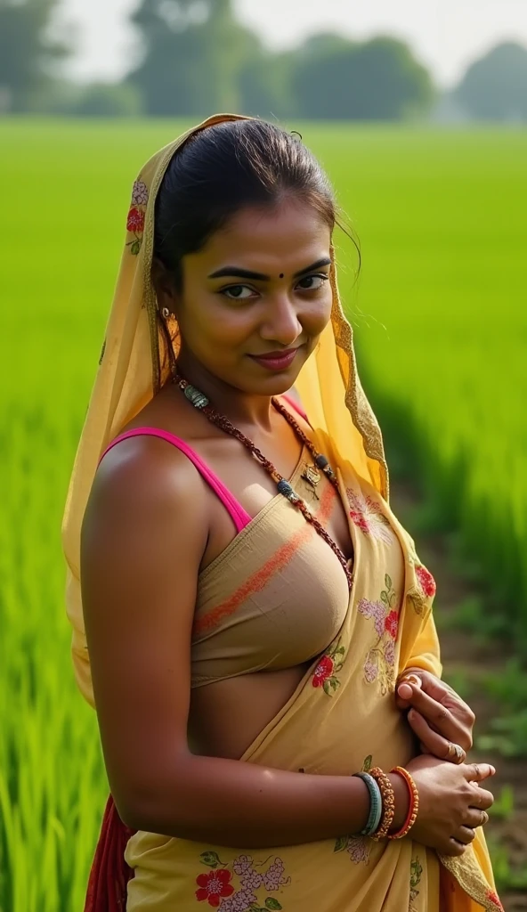 Indian lady in farm
