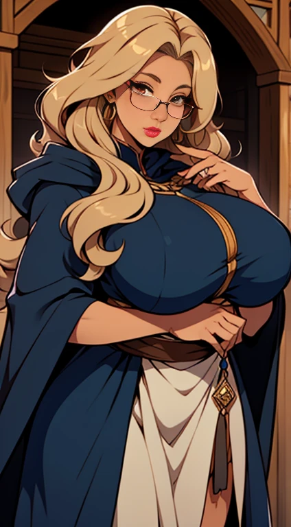 (Forrest:Face:LORA)(Curly Blonde Long Hair) full body, barefoot, solo, female, big breast, linen tunic, fantasy village, armor, Handcuffs on their hands with a collar around the neck, hands on hips, slave ((black choker, shackles on legs and arms))