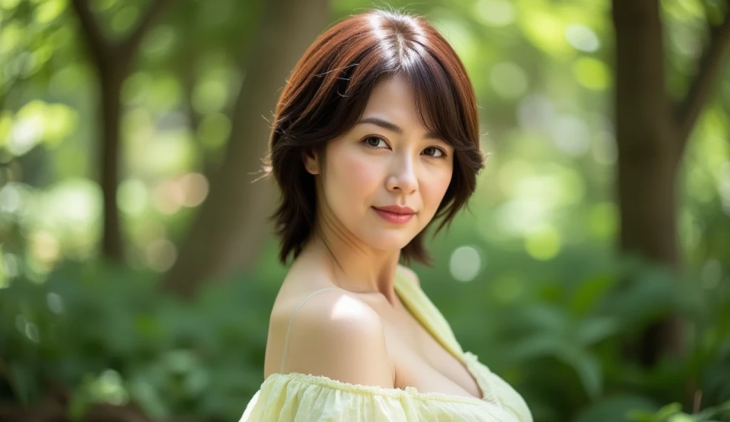 ((highest quality, 8k, masterpiece: 1.3)), sharp focus: 1.2, beautiful woman with perfect figure: 1.4, (kimono), street tree, Highly detailed face and skin texture, fine eyes, (lips), dark brown hair,big breasts,