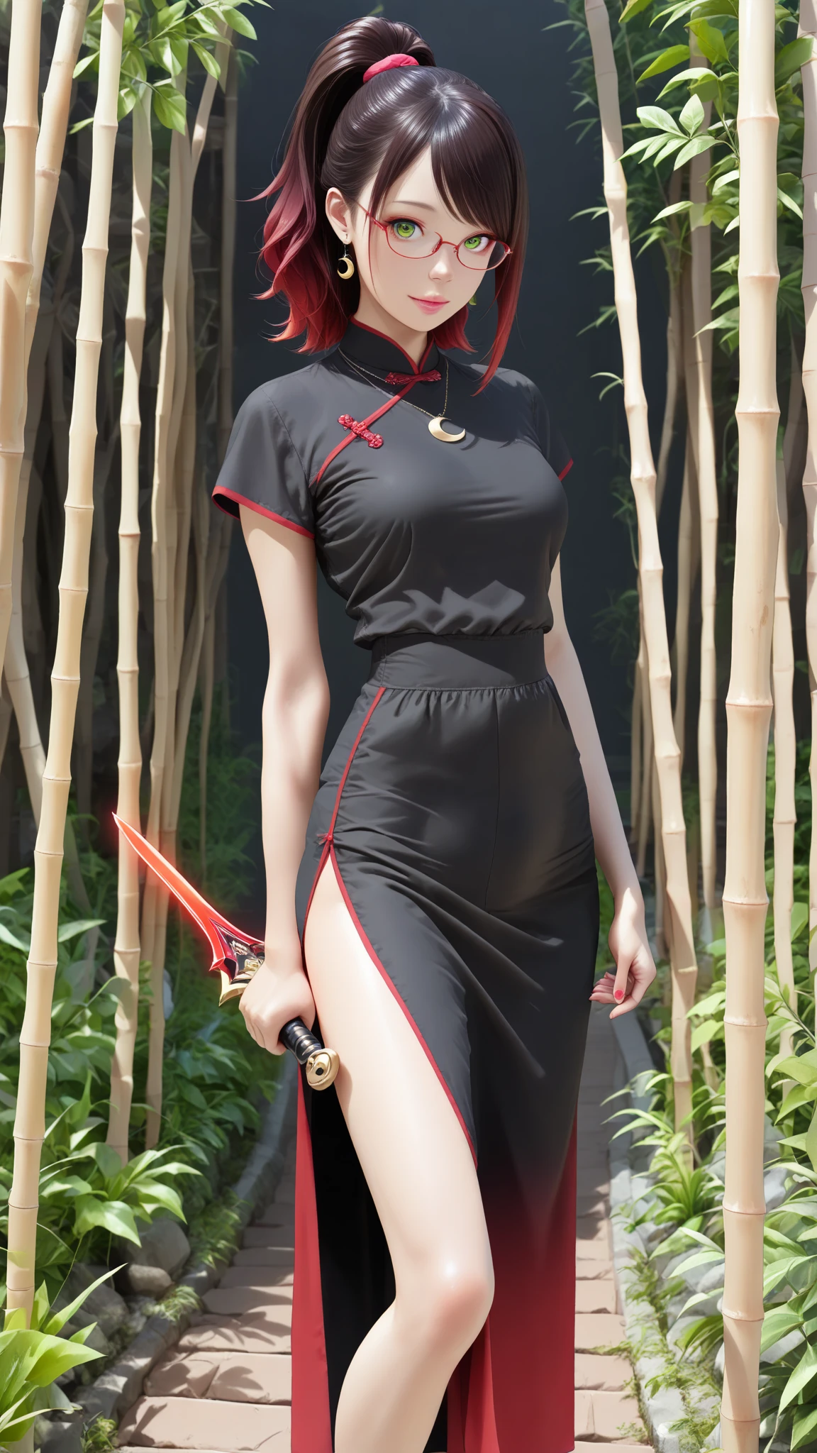 masterpiece, absurdres ,1girl, haruno sakura,forehead mark, red hairband, red sleeveless dress, white pants,navel,   groin,   bracelet, looking at viewer, crossed arms, smile, cherry blossoms, wind, floating hair, real, realistic