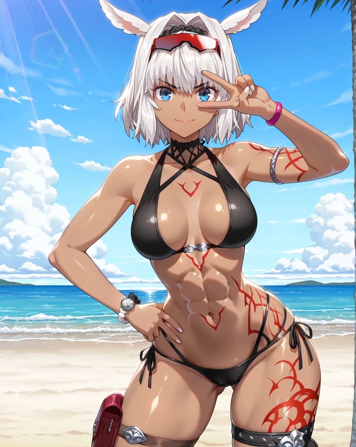 1girl, W \(arknights\), arknights \\\\\ masterpiece, best quality, very aesthetic, absurdres, newest \\\\\\ slim body,///// ,by nyantcha,cutesexyrobutts , by khyle,,////// ,,solo,, , ,,detailed face, , ,, , , , , beautiful face, (white background:1.2), , sexy, , orange eyes, , , rating:nsfw,(bikini:1.2), red bikini,big tits,), in the center of the frame, to tight swimsuit,short hair, highleg bikini, side-tie bikini , polca-dot