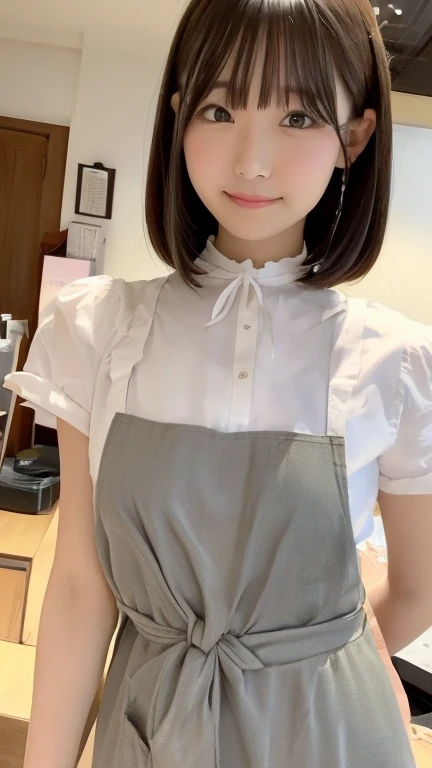 ((highest quality、Masterpiece、High resolution))、(((Zoom photo of upper body)))、(A shy smile:1.2)、One woman、Beautiful Skin、Beautiful Eyes、Big Breasts、Cat ears headband、Black maid outfit、Black Hair、Trimmed bangs、short hair