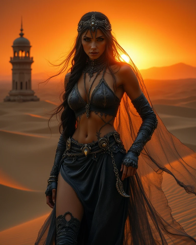 (masterpiece:1.2), (best quality,:1.2), 8k, HDR, ultra detailed, ((photorealistic)), professional light, cinematic lighting, fashion photography, ambient lighting, atmospheric effects, <lora:detail_slider_v4:3>, (DarkFantasy:0.3), a hot sandy desert, magical winds, FanDe, <lora:FantasyDesert-10:1>, epiCPhoto