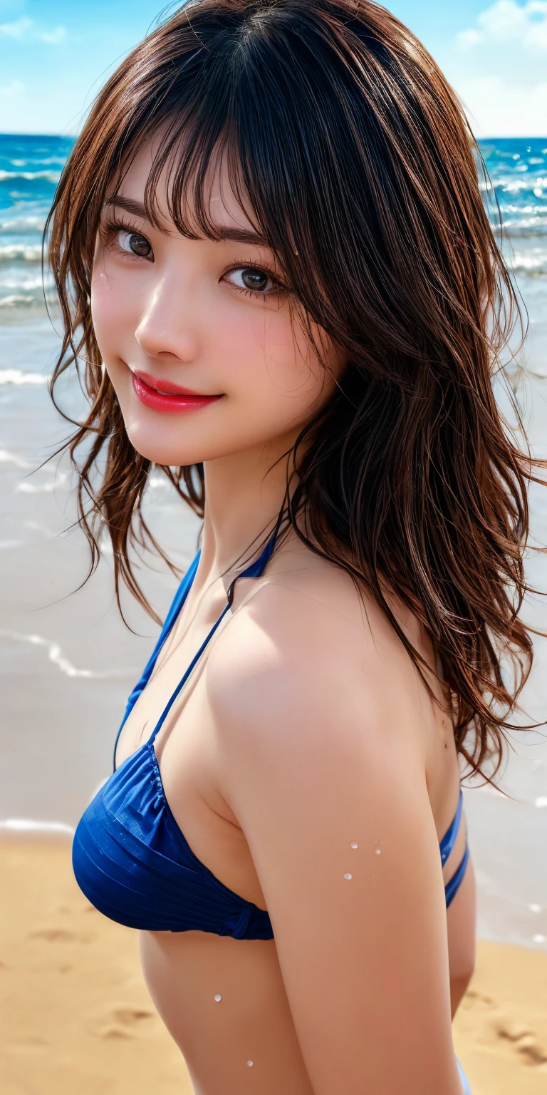 (Masterpiece, BestQuality:1.3), (ultra detailed:1.2), (hyperrealistic:1.3), (RAW photo:1.2),High detail RAW color photo, professional photograph, (Photorealistic:1.4), (realistic:1.4), ,professional lighting, (japanese), beautiful face, (realistic face), cute woman, (Brown Hair, Big Breasts:1.2), (Smile:1.7), Trending Hair&Trending Hairカラーをランダムに, sexly, erotic sexly, Random sexy gravure poses, (A beautiful woman in a white chiffon dress、Smiling softly at the beach in the sunset。Wearing pearl earrings。:1.2), Beautiful location, (Detailed Background):1.2))