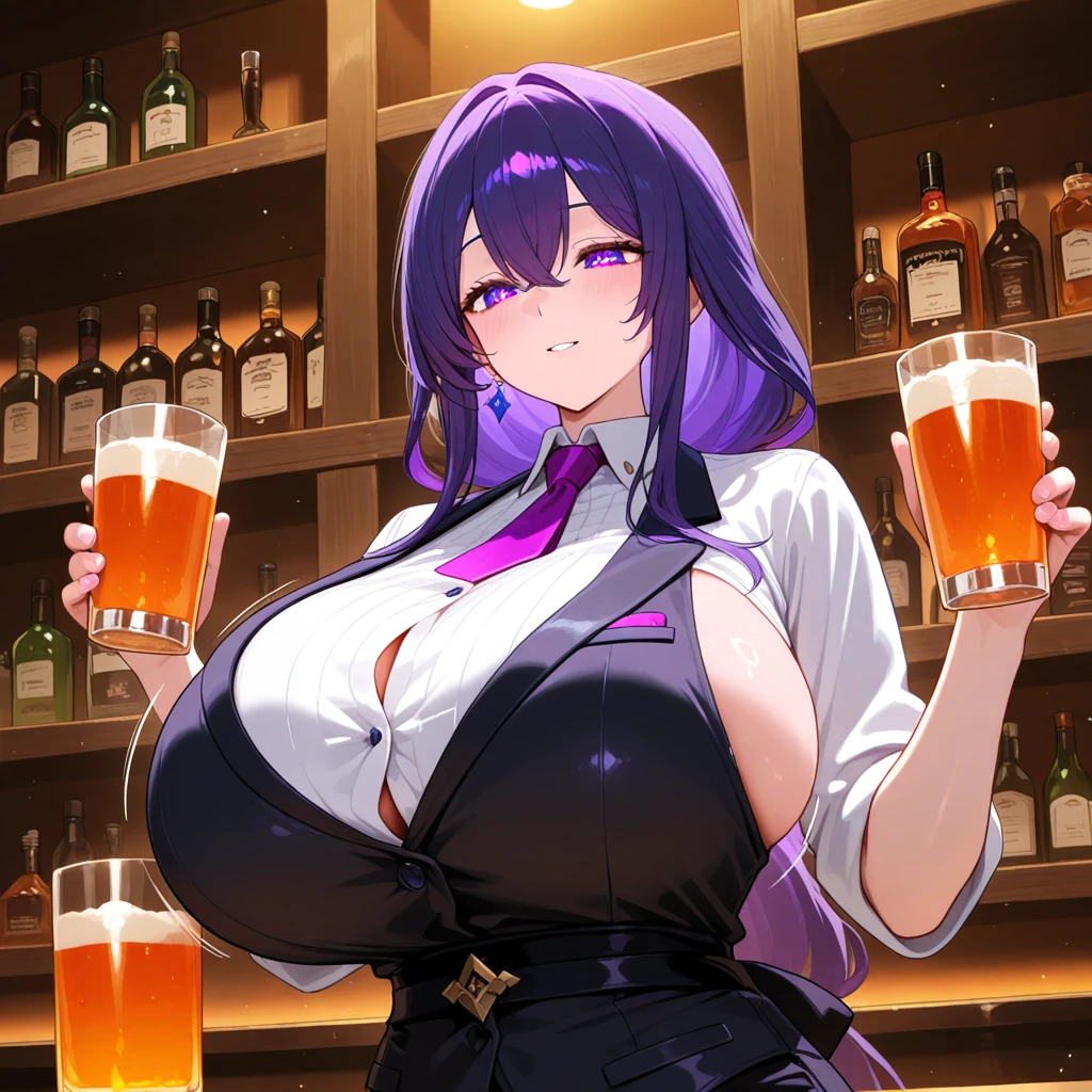 Anime illustration、highest quality、cyber punk、Voluptuous gravure idol、Perfect proportions、Dark-skinned Bunny Girl、Bunny ears、Luxury Casino、chandelier、Slot Machines、Giant roulette wheel、smile、Big Breasts、Thick legs、Cowboy Shot