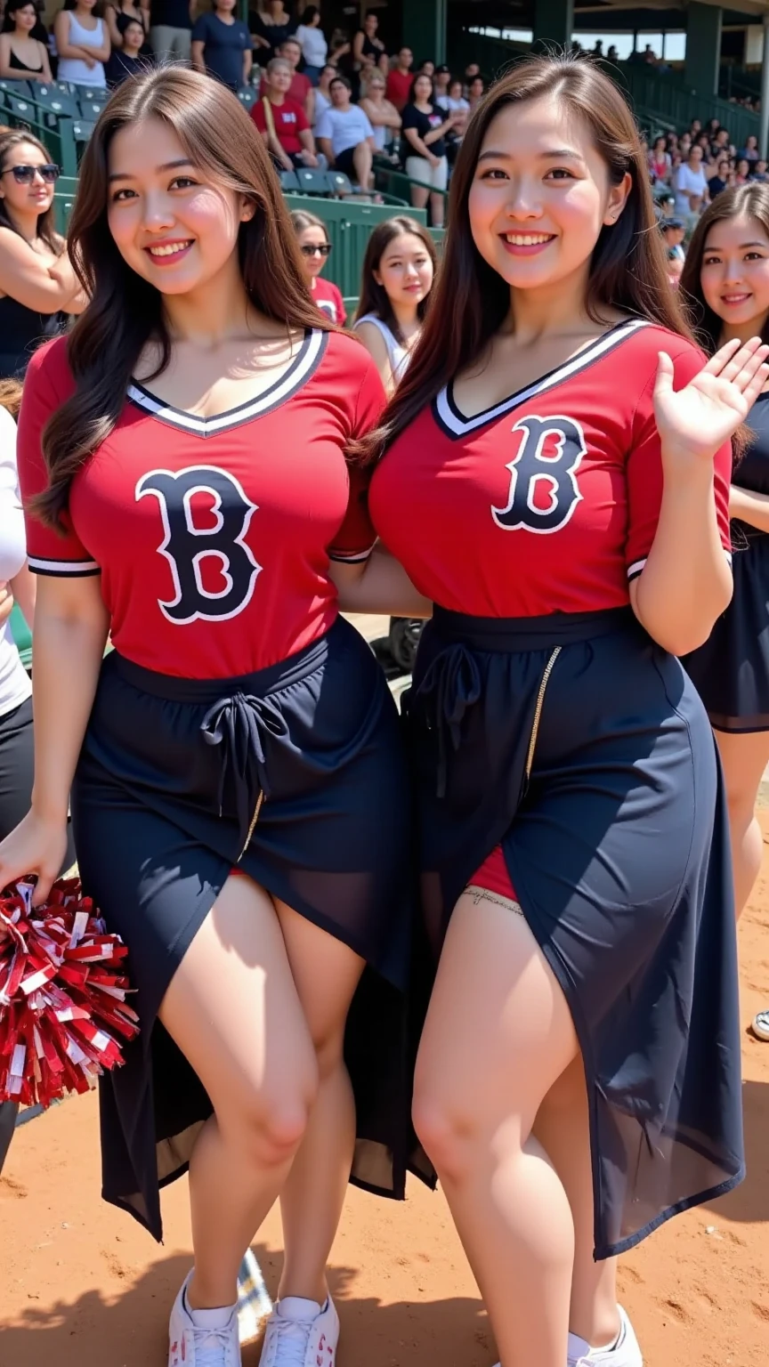 (((2heads))),**Render**: full body, girl, woman, fat 1 person, fat, feminine face, no facial hair, no body hair, (((Dressed like an cheerleader))), blonde, overweight, thick, cute face, morena, detailed skin, A detailed eye, Rendering in highly detailed 4K resolution,