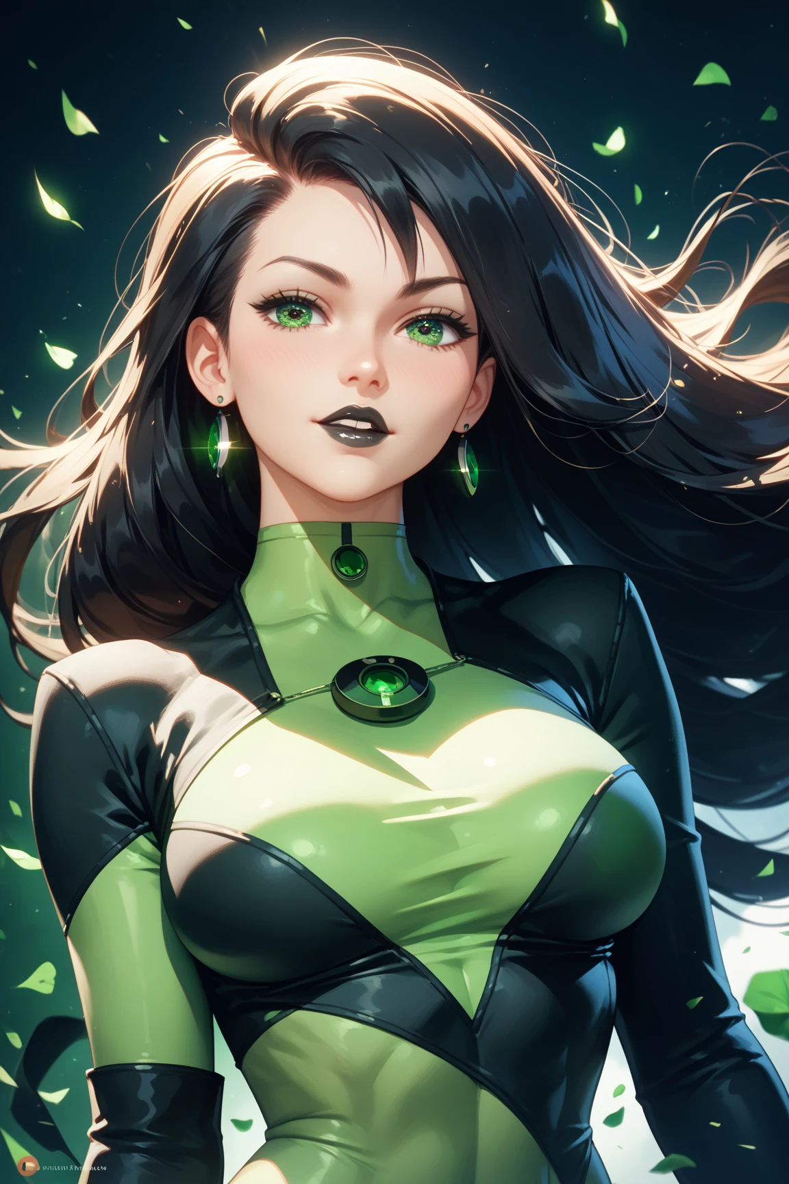 Merger between Venom and Green Lantern, melting, 1girl, Beautiful, (master part:1.2), (melhor qualidade:1.2), ((pose de luta)), ((campo de batalha)), cinemactic, olhos perfeitos, pele perfeita, perfect  lighting, sorrir, luz, cor, pele texturizada, detalhe, Beleza, maravilha, ultra-detalhado, rosto perfeito