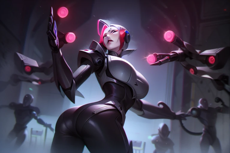 Shaya, without clothes, league of legends, from the back, looking sideways