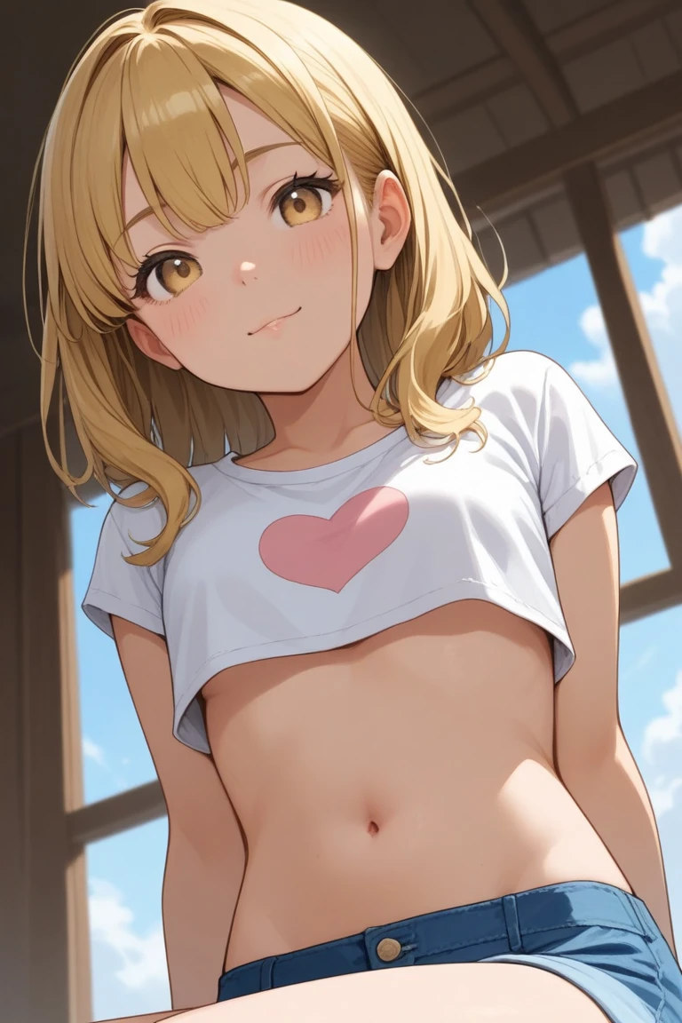 2 girl,10 years old,Girl,,Flat Chest,Full nudity,naked,Highest quality、High resolution、Detailed Background、Beautiful face in every detail、Teenage Beauty、Blonde、Bobcut、Big smile、boost mood、 Summer sun、Shining Sea,Hands behind back
