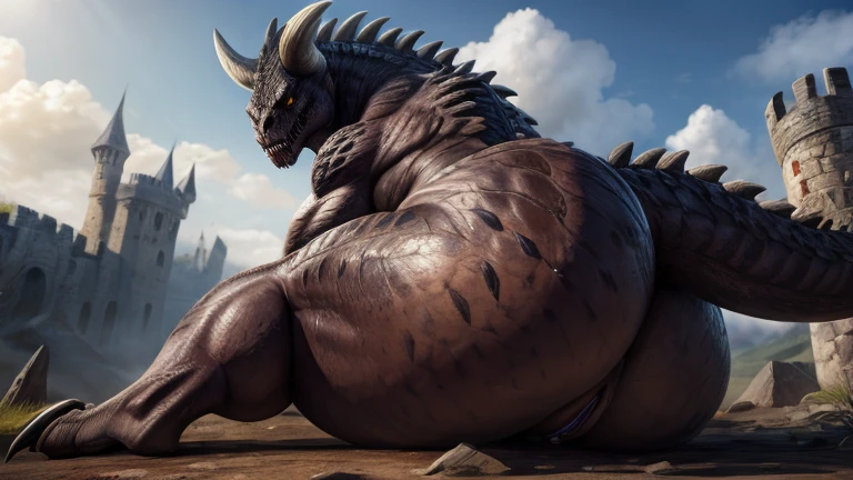 8k, fine details, (ultra detailed), a beautiful and detailed full size portrait of a female anthro godzilla, GodzillaXP, ((black body, black skin)), pink eyes, glowing eyes, empty eyes, tail, bedroom eyes, High Dynamic Range, cinematic shot, detailed eyes, big body goddess, big body, kenket, Ross Tran,ruan jia, vip, trending on artstation,foxovh, cenematic lighting, big breaths, big breaths, big , big , big , big , looking at viewer, (((black nipples, vagina, sad, detailed eyes)) full body, ((holding body, high angle view, lying down, pov sex, penis in vagina, cum in vagina, screaming, getting penetrated by a human)), stone wall, grass, detailed background,