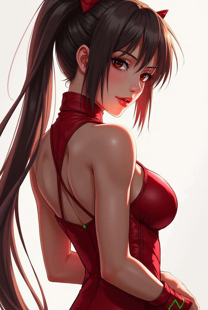 Mai Shiranui, brown eyes, Japanese beauty,Smilelong hair, brown hair, (red clothes:1.3),(((super huge breasts))), sleeveless, ponytail, sash, pelvic curtain, arm guards, Gloves, or,A plump chest, seductiveexpression, Sexy eyes, huge breasts, Smile, Lovely, view viewer, long hair, (breasts focus:1.2), (actual:1.2), (Panorama: 1.2), (realism), (masterpiece:1.2), (best quality), (Super detailed), (8k, 4K, complex), (85mm), light particles, light, (Very detailed:1.2), (Detailed face:1.2), (Gradient), SFV, rich and colorful, desk lamp,window,(delicate eyes:1.2), (in bedroom: 1.2),(Detailed background), (dynamic angle:1.2), (dynamic poses:1.2), (Line of action:1.2), Wide-angle lens, huge breasts,Big breasts,crowd,A lot of people,crowded
