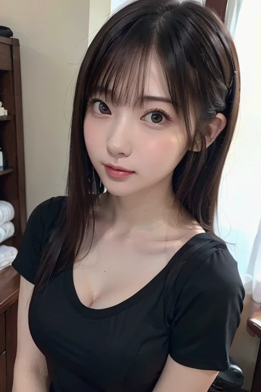 nsfw,from below,Wearing white cute panties 8K、Detailed Description、Very high definition、Realistic、reality的、Real、live-action、reality、High resolution、Nogizaka46、japanese idol,beautiful girl、21 years old、White skin-tight tank top、White tight tank top、Mouth closed、Bright locker room、Changing clothes、The clothes are separated into top and bottom、Straight Long Hair、Headband、Very black hair、pretty girl、Beauty、Large Breasts、Glowing Skin、Glowing Skin、Shiny Hair、Very white skin、Heavy makeup、Embarrassed、Embarrassed look、Slit eyes、Big Eyes、Double eyelids、Don't show your teeth、A pastel yellow skirt falling behind