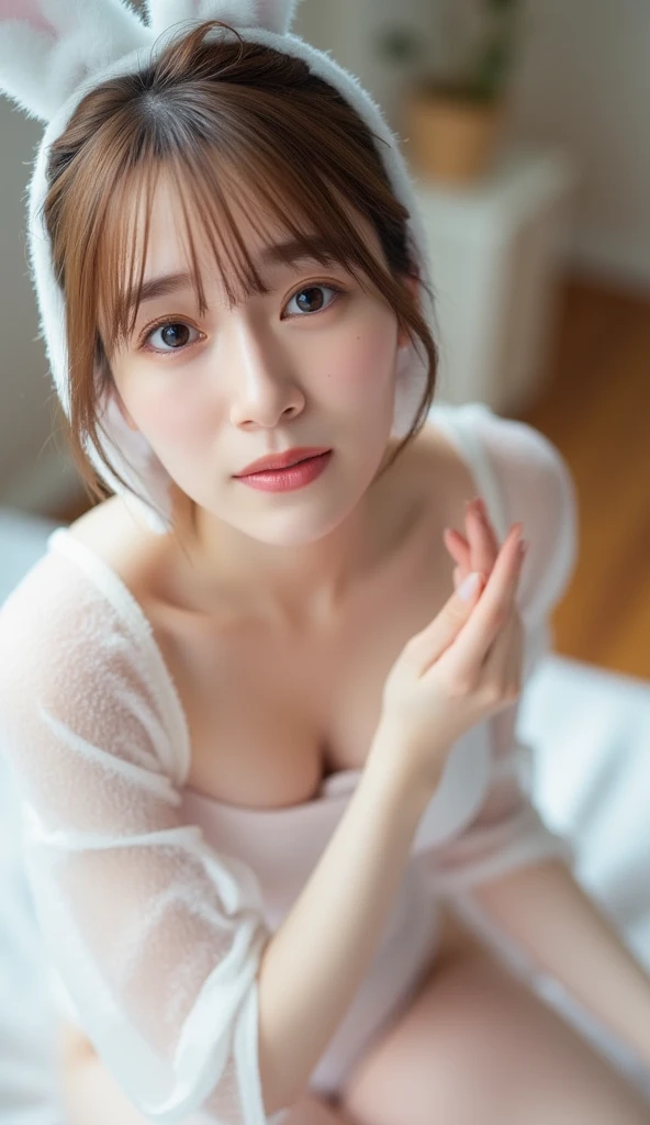 ((((8k))),((Extremely meticulous CG)) ,(wallpaper),16k,((Extremely refined and beautiful)),(((Masterpiece))),(((best qualtiy))),(((Ultra High Resolution))),beautiful light up,Perfect lightning,realistic shaded,[A high resolution],(Smooth and flawless fair skin:1.5),(pale skin:1.3),Extremely exquisite facial details,(perfect body:1.1),ultra-detailed,A beautiful girl,solo,small head,(shoulder-length straight hair:1.1),(short ponytail:1.2),(detailed eyes:1.2),small face,Exquisite makeup,(thick viscous Liquid cream on the face:1.3),(small breasts:1.1),flat chests,slim,thin,(laughing:1.2),(Maxi apron:1.3),(day scene:1.5),indoor,(In the restroom:1.5),(Beside the washing machine:1.2),(detailed background:1.5),(arms behind back:1.3),(close-up of face:1.5),(from front:1.3),