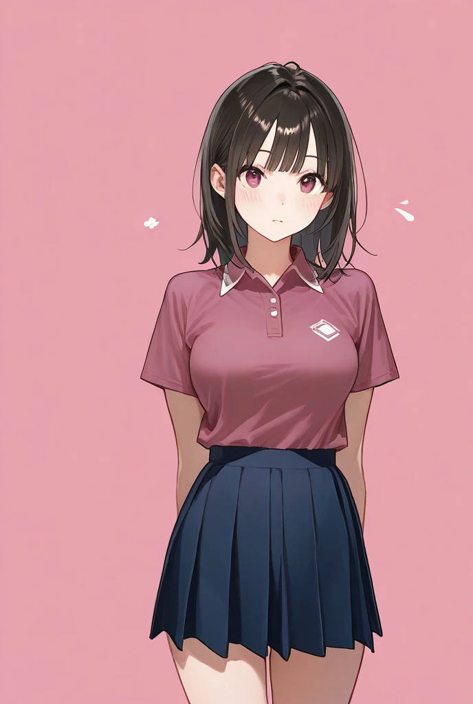 1. Beautiful girl in a magenta polo shirt, short hair, Small breasts, Embarrassing, Beautiful fingers, Shyness, worries, Black Hair, No underwear, Bending over, naked, nude, black eyes, hospital, beautiful, cute, high quality, short sleeves No bra