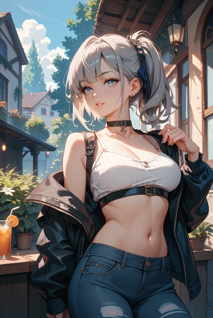 muscat piece, top quality, illustration, ultra-precision, high resolution, 8K wallpaper, perfect dynamic composition, head-to-thigh image, beautiful detailed eyes , women's fashion , summery clothes , medium hair , You can see the big chest, the natural color lip, the bold sexy pose, the valley in your chest, Smile, Harajuku 、 a twenty-year-old girl 、 It's a sexy shot while looking at the camera,