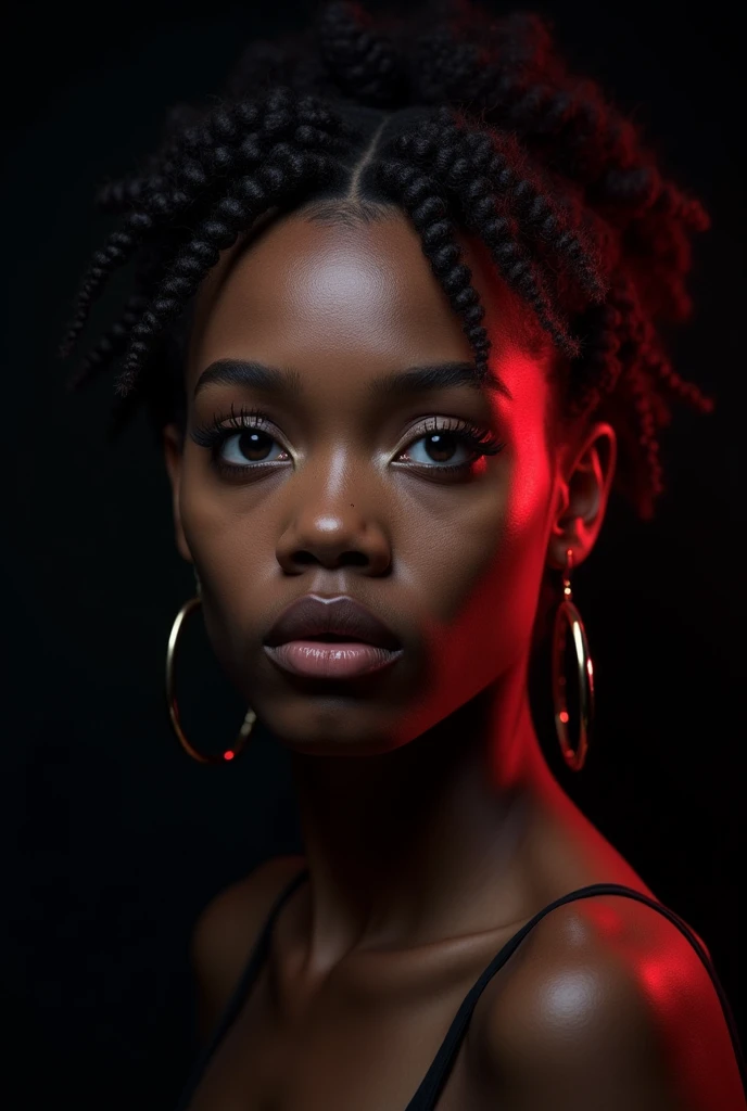 (8k, RAW photo, highest quality), beautiful ebony girl, close up, dress, (detailed eyes:0.8), (looking at the camera:1.4), (highest quality), (best shadow), <lora:epiNoiseoffset_v2Pynoise:1.6>, intricate details, interior, dark studio, muted colors,