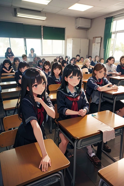 Number of male and female students is 1000 more than