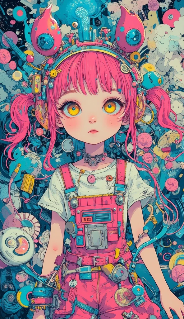 digital art by Hannah H�ch and hans bellmer a beautiful young woman dynamic pose, gears, a woman in a crowd, netting, bubble gum, dadaist movement, forced perspective, high rise, city, happy, smiling, tribal masks, surrounded by men, young, pink hair, smirk, feisty, smile, ray tracing, ornate, detailed, intricate rendering, ambient occlusion render, intricate background, painterly, pink hair, covered in paint, noisy, pointillism, excessively complex, detailed background, award winning, private collection,realistic proportions, bright colors, over-saturated, busy, elaborate, surrealist movement, gears and pipes, nets, screens, glass shards, stained glass, thumbtacks, industrial chemicals, ornate, crowd, cardboard boxes, plastic hair, an ultrafine detailed painting, whimsical, 3d, hdrp,