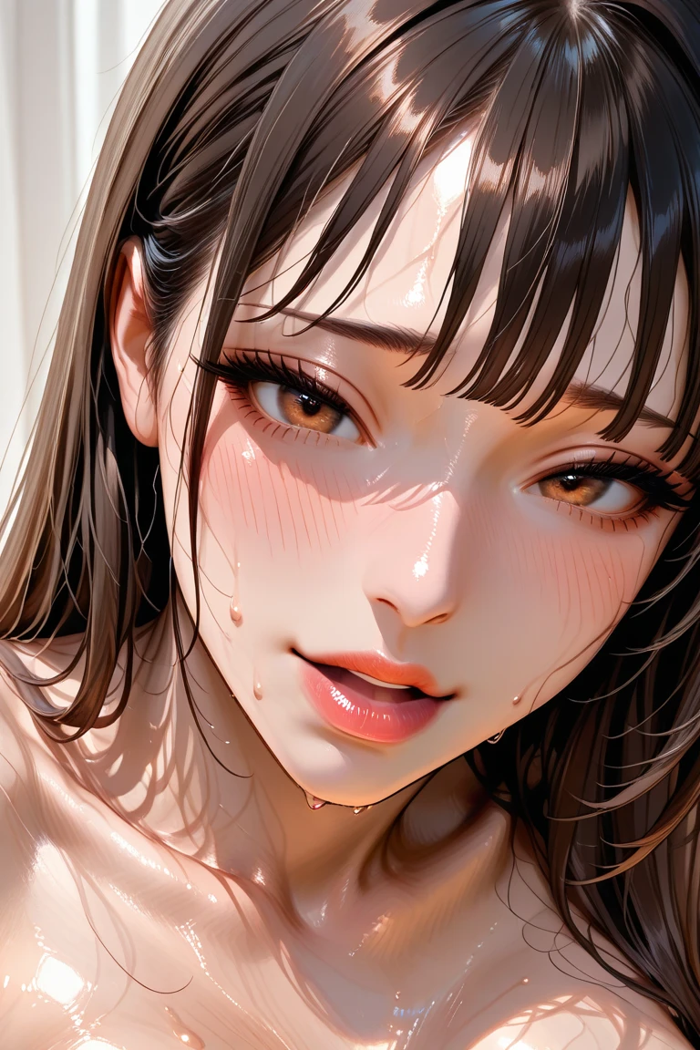 (masterpiece:1.2、Highest quality、masterpiece)、1 female、(Beauty:1.2),alone、classroom、Day、stand、,(Diamond Necklace),Black Hair,(Bangs,Disheveled Hair:1.2)、(Teardrops),Red eyes、(Completely naked:1.4)、(Whitening:1.4)、Big Breasts、Ring Earrings、Diamond Tiara,lipstick、Sweaty、Round 1、blush、(Face close-up:1.4),(Cum on face and hair:1.5)