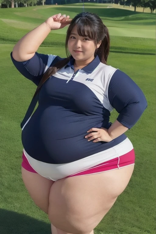 (1 Girl's breasts、Overweight、Extremely fat、chubby、Sweat muscles、japanes、Golf