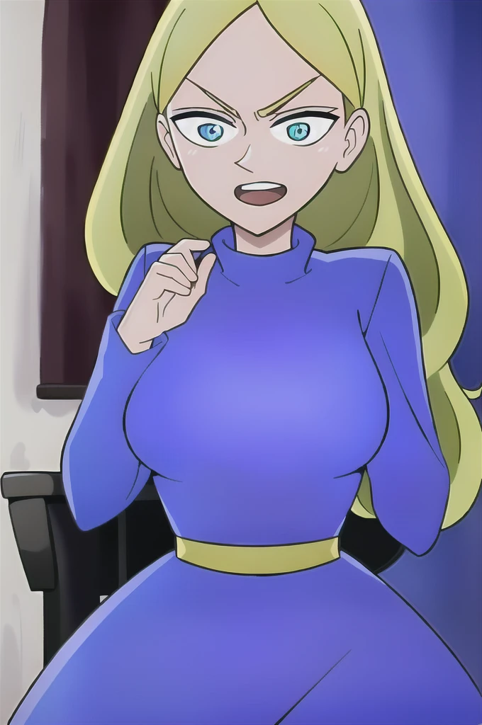1girl, girl, woman, cartoon girl, blonde hair, bangs, long hair, blue eyes, happy, smile, open mouth , pointy nose, (purple dress:1.4), long sleeves, large breasts, breasts, (hands on hips:1.4), looking at viewer, (extremely detailed CG unity 8k wallpaper), (masterpiece), (best quality), (ultra-detailed), (best illustration), (extremely delicate and beautiful), finely detail, cowboy shot, (white background:1.4), transparent background, (1girl:1.4), (solo:1.4)
<lora:Hilling:0.95>