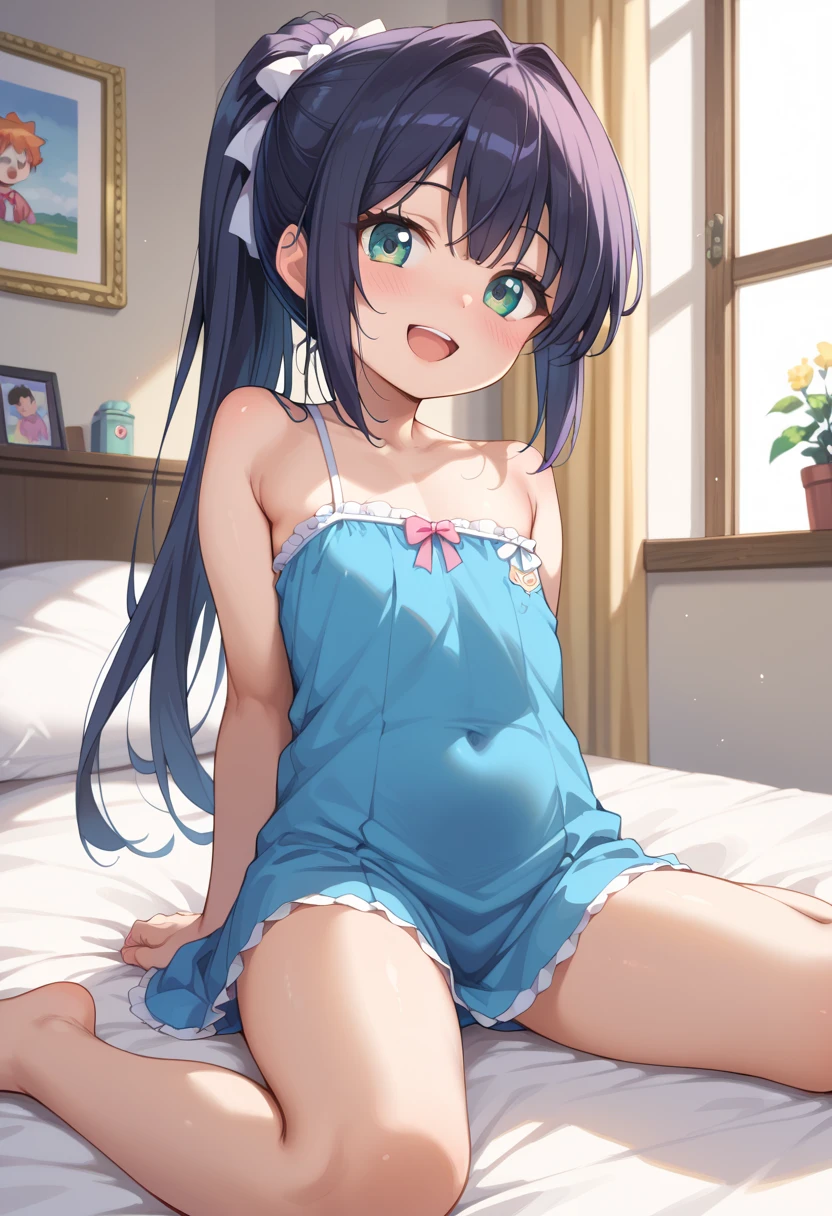 1 nubile junior idol cute korean middle-school girl  energetic, loose hair, shy smile, exposed small breast, unique face, blacke hair, long hair, jav actress, naked, loose pink babydoll lingerie, immature, childish, acting shy, delicate, weak, loving romantic vibes, in love, small short height, preparing for mating, fantasy girl noble princess, short slim legs, mischievous , soft babyfaced gentle happy looking face, carefree, unblemished skin, otaku student president, grin