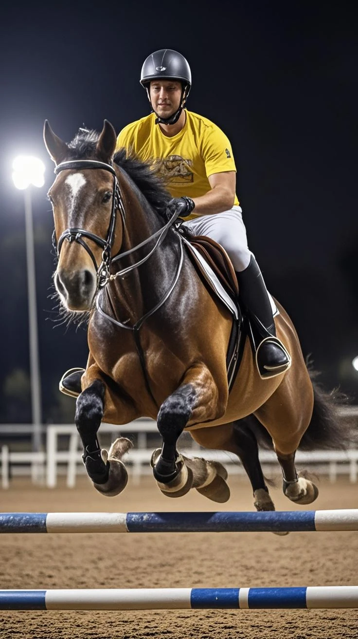 "(Action shot) (⭐) Exquisitely leaping pinto quarter horse pony cross paint (🏇)"look like Ai generated