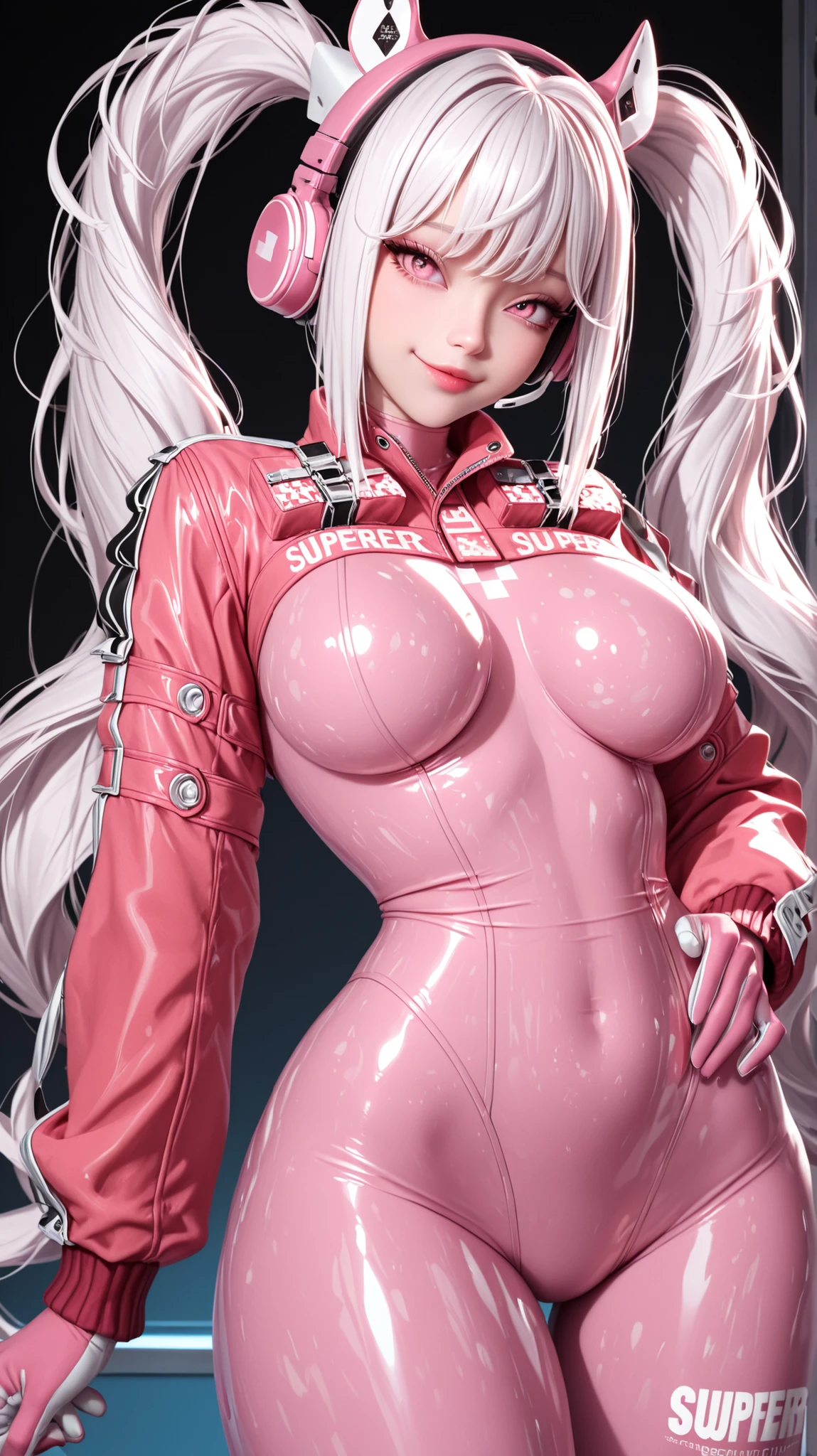 "An alluring and strong nurse with a seductive smile wearing shiny clothing and heart-shaped eyes; deliver the SFw goodness."