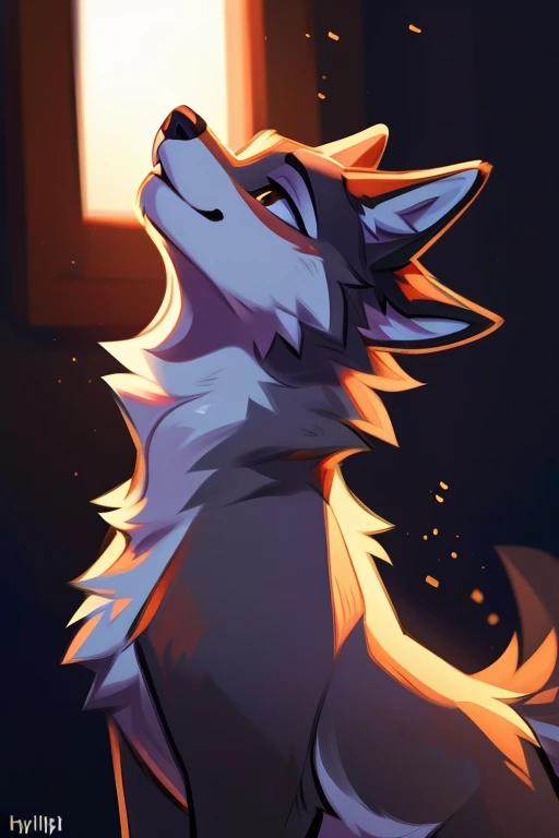 top quality, best quality, by bahnbahn, High-quality illustrations, masterpiece, shading, light)(kemono, furry anthro, alone), round, 1 female, Fenrir