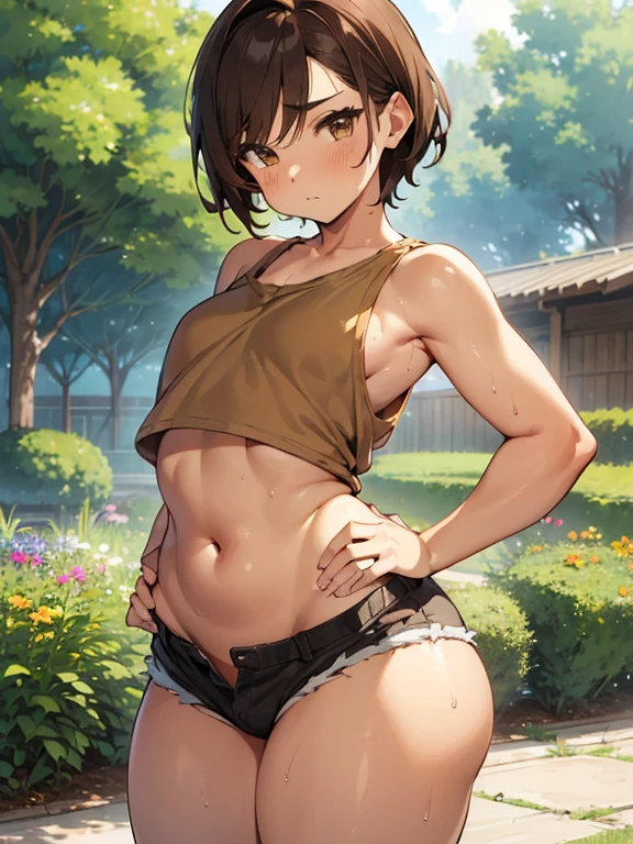 NSFW (Highest quality:1.5, High resolution, uhd, 4K, Detailed lighting, Shaders), ,{{Misaka Mikoto}} ,solo 14 years old Brown Hair, ((Brown eyes)), short hair Barrette ((Beautiful Abs)) {{topless}}++ おへそにSweat wet shorts , ,Outdoor Cool look garden grass (nsfw:1.0), Spread your legs, seat, Elevate your legs, nude, (Pussy Focus:1.0) Sweat, Shiny skin, Heavy breathing, ( Sex, sexual intercourse, Insert, Hetero, Motion Lines, Motion Blur, Talking Spirit:1.1), (Lying, Lying on your back, bed,Subjective:1.1)blush depressed Face distorted by pleasure Resisting Pleasure Blushing cheeks wet Nipples licked Overflowing body fluids Spurting body fluids ((Warping with pleasure)) (((Ecstasy)))++