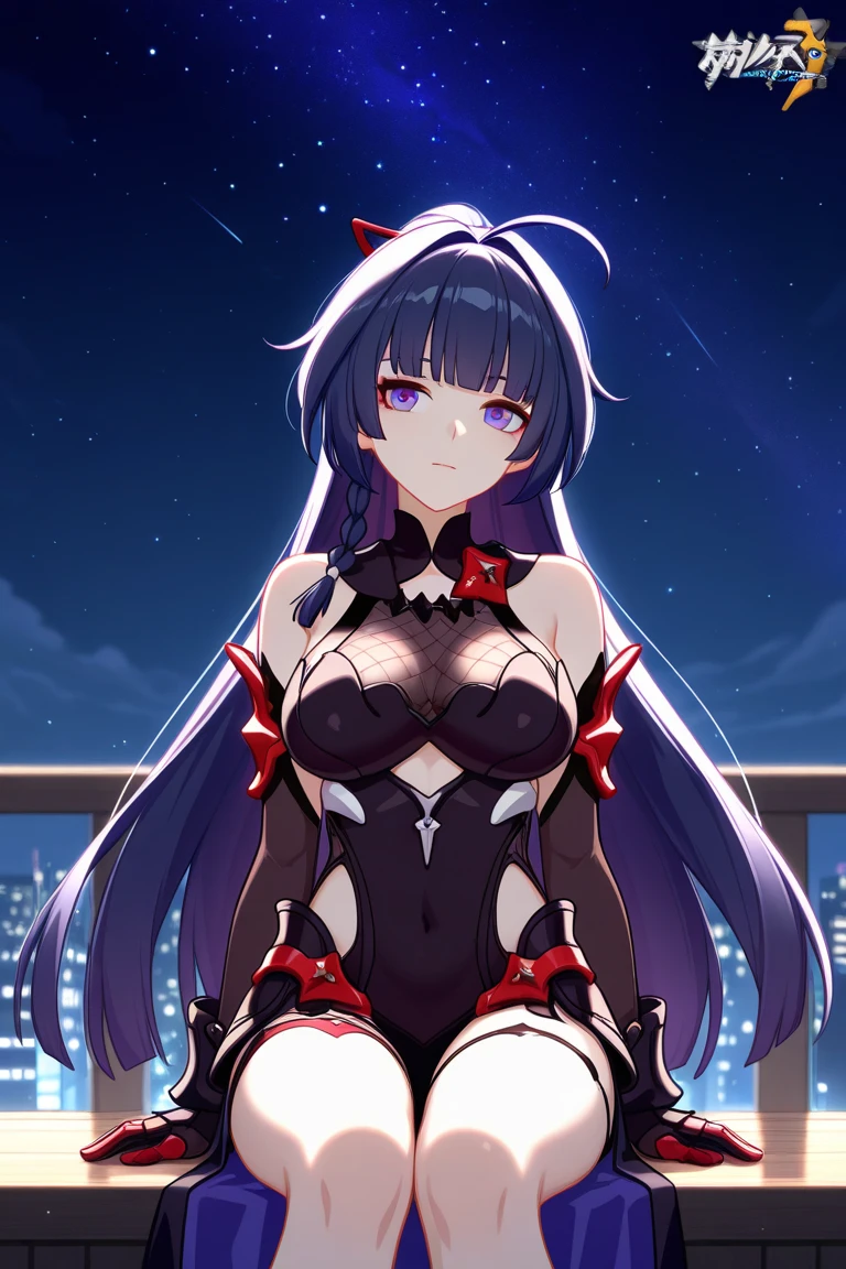 (best quality, masterpiece, ultra-detailed, illustration), 1girl, (dark purple hair:1.3), long hair, (red eyes:1.3), eyes highlight, small breasts,