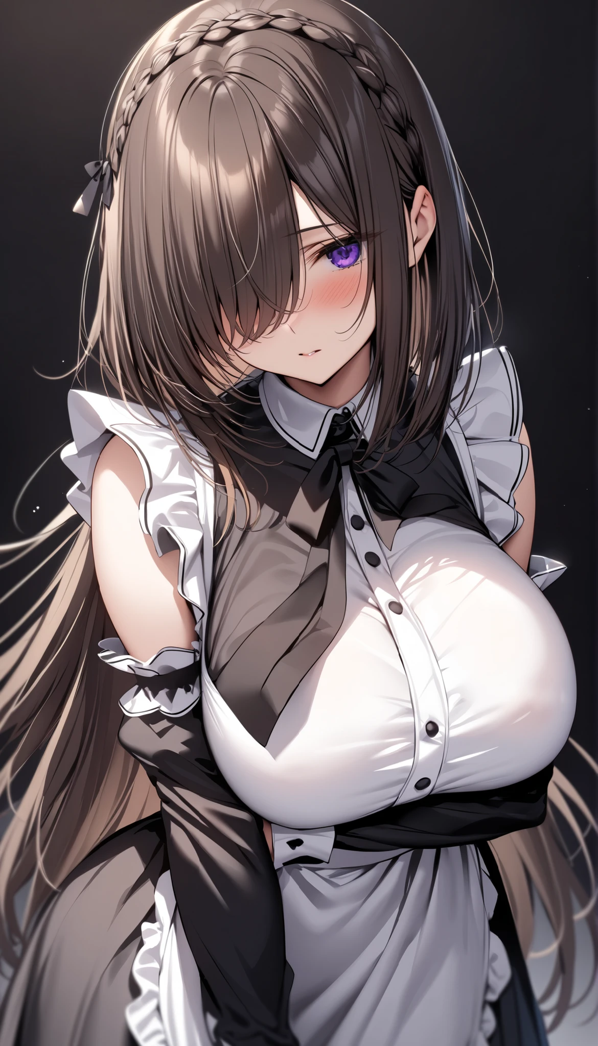 masterpiece, beste-Qualit, large resolution,((highly detaile)),1girl, chizuru, 1girl, solo, soft lighting, volumetric lighting, intricate details, finely detailed, long_hair, breasts, looking_at_viewer, blushing face, shy expression, bangs, medium_breasts, brown_hair, black_hair, brown_eyes, earings, upper_body, braid, lying on the bed, at night, mostly cloudy sky,(((tmasterpiece),(Very detailed CG unity 8K wallpaper),best qualtiy,cinmatic lighting,detailed back ground,beatiful detailed eyes,(Very fine and beautiful),(Beautiful and detailed eye description),ultra - detailed,tmasterpiece,)),facing at camera,A high resolution,ultra - detailed),wearing: bbunnysuit, pantyhose, fake bunny ears, wrist cuffs, bowtie,