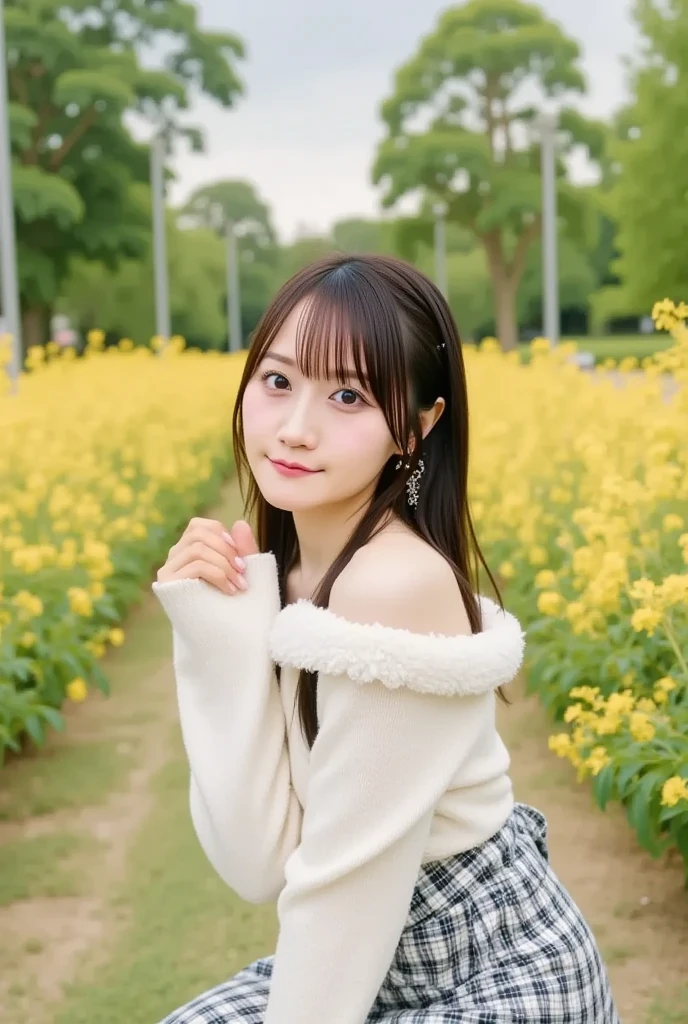 table top, highest quality,
super detailed, finely, High resolution, In 8K,
((Photoreal:1.4, Raw photo, Super high resolution,best image quality: 1.4)),
wallpaper,
((Perfect whole body composition 1.5)),
beautiful and fine eyes, natural color lip,
((穏やかなsmile:1.5)),
((random cute hairstyles)),
((pretty big breasts:1.2)),
((from the front:1.5)),
((brain out、under the eyes、brain out、mole on arm:0.9)),
((random blurred background)),((sunset)),((autumn leaves)),
((Random and cute expressions)),,
Highly detailed and professional lighting、
perfect dynamic composition, beautiful and fine eyes,((leaning forward)), ((off shoulder knit sweater:1.6)),((micro mini skirt:1,5)),((smile,Harajuku)),((sexy shot looking at camera))