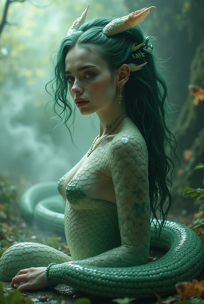 Sexy woman that is transforming into a dragon