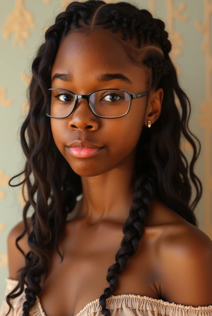 Detailed and realistic portrait of a stunningly beautiful 14-year-old African-Arabian girl with, gorgeous beauty, beauty queen, cute round eyes, cute snub nose, black eyeshadow, big eye lashes, oscuro, cabello desordenado tomado afuera, staring at the camera, sweet smile, full winning smile, smiling with the eyes as well, very dark skin, skin is as dark as chocolate, full of joy, very full lips, very full lips with wet lipstick, she is in love with the photographer and shows it,she wants the photographer and you can see it in her eyes, Soft natural lighting, portrait photography, Magical photography, Dramatic lighting, Foto realism, ultra detallado, intimate portrait composition, whole body, view from the side, full body, little ass,  very dark skin, she is hot and horny,  a lot of sweat on her body, sweat trickling down her body, wet body, she likes to sweat,  you can clearly see the nipples, warm summer rain coming down, she is very wet, wet hair, nude, nude, nude, no clothes, vagina, beautiful little  breasts, not hiding breasts,  not hiding vagina slit, you can see the whole outline of the cute breast, you can see the nipples, natural nipples,you can see the vagina slit, showing pubic area, showing a part of the legs, perfect full light on vagina