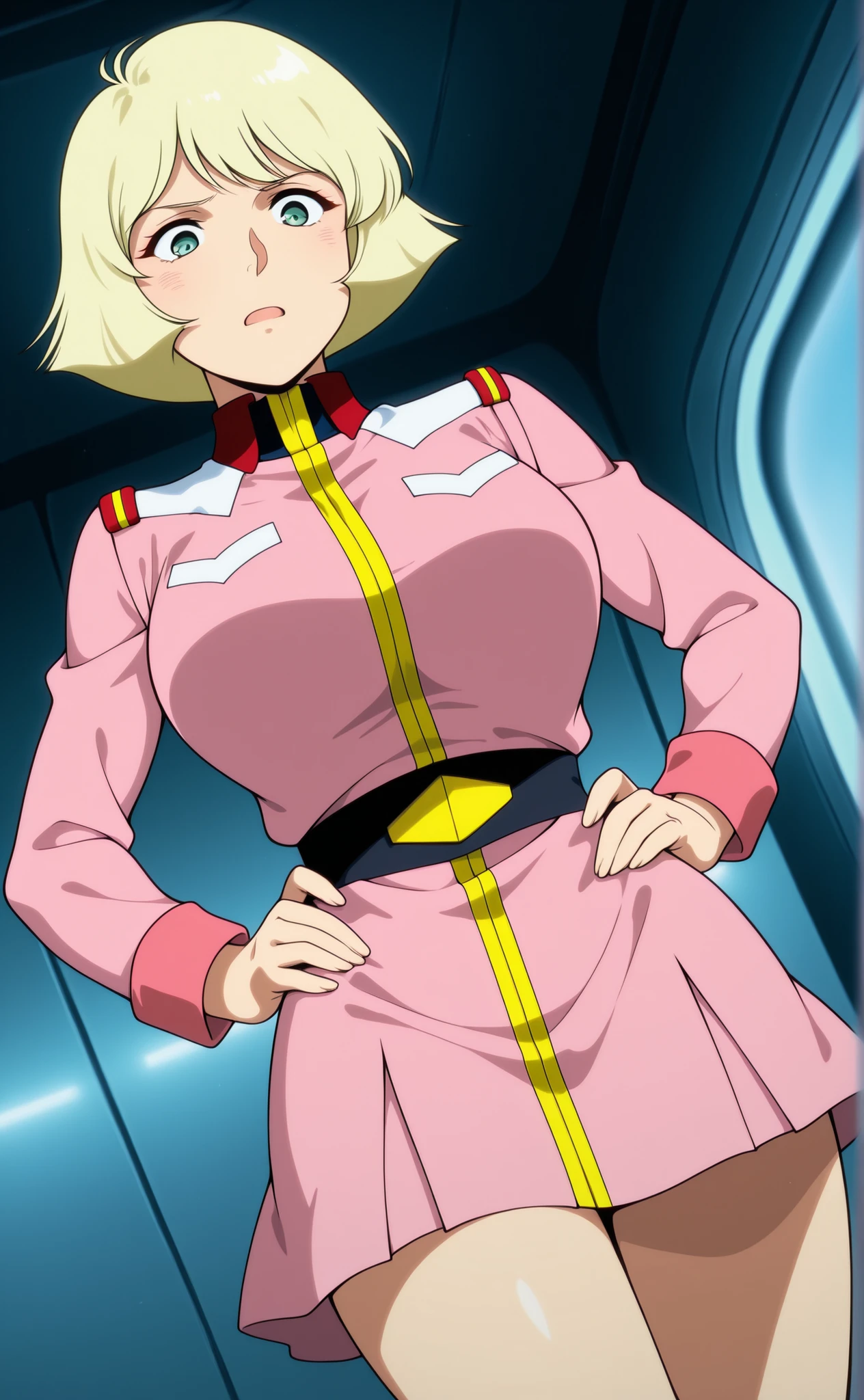 1 Beautiful Girl, Sayla Mass, Blonde Bob Cut, (Earth Federation Army Uniform:1.4), (The uniform is pink and white:1.7), Sayla Mass=15-year-old girl, (blush), masterpiece, highest quality, High resolution, (With a 30-year-old mafia man, penis:1.4), Perfect limbs, ((((penis enters vagina)))), From the back, Spread your legs, Beautiful vagina depiction, ((Binding, Arms tied behind back:1.47)), ((Beautiful girl tied up with rope)), sexual intercourse