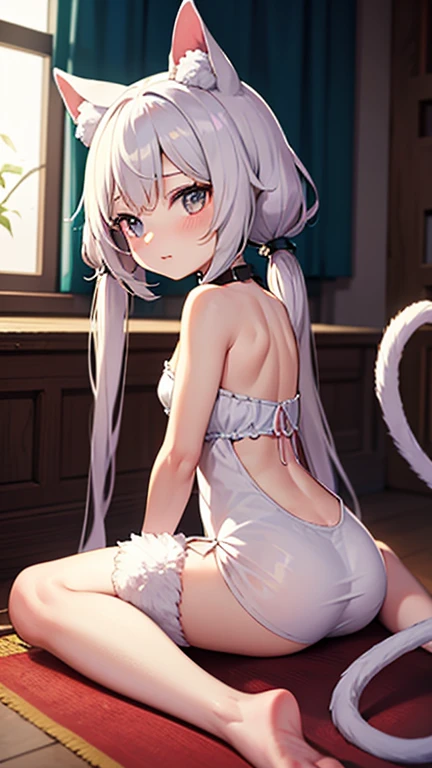 anime girl in white dress sitting on floor with cat ears, trending on artstation pixiv, guweiz on pixiv artstation, beautiful mouse - girl, guweiz on artstation pixiv, seductive anime girl, anime goddess, smooth anime cg art, fanart best artstation, cute anime waifu in a nice dress, high detailed official artwork