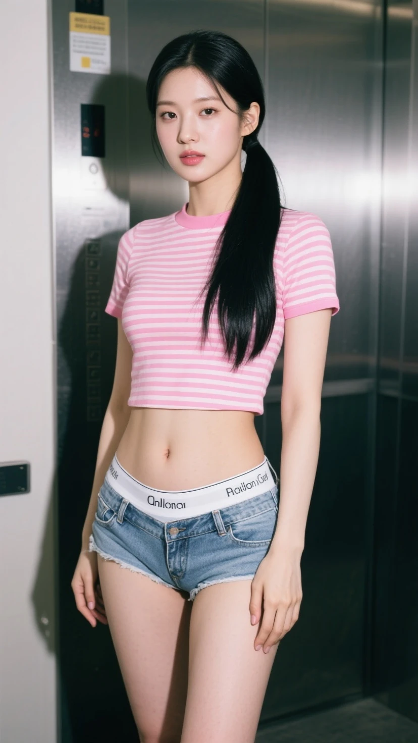 (masterpiece, best quality), <lora:add_detail:0.5>, (kpop idol, beautiful girl), <lora:coco-12:0.4>, <lora:xiaorouseeu:0.4>, <lora:koreanDollLikeness_v15:0.1>, (medium breast:1.4), BREAK
<lora:lingerie2-000010:0.75>, llpx_clothes2, (white panties:1.2), (panties:1.2), (pink shirts:1.2), (plain shirts:1.2), arms up