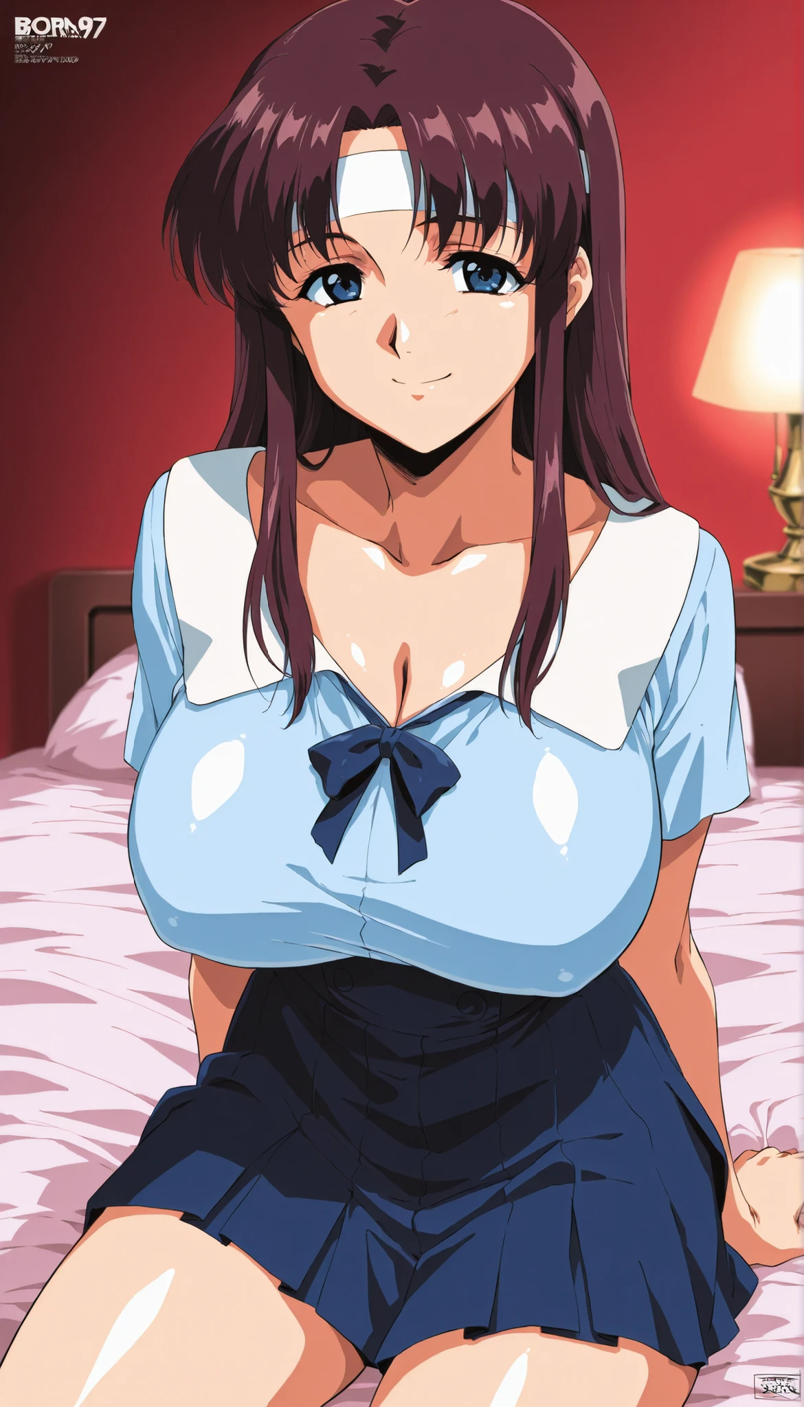 (masterpiece, best quality), 1girl, nozomi toujou,huge breasts,idol costume,my room,sweating,sleeveless,thighhighs,miniskirt,looking viewer,smile,(((nsfw)))