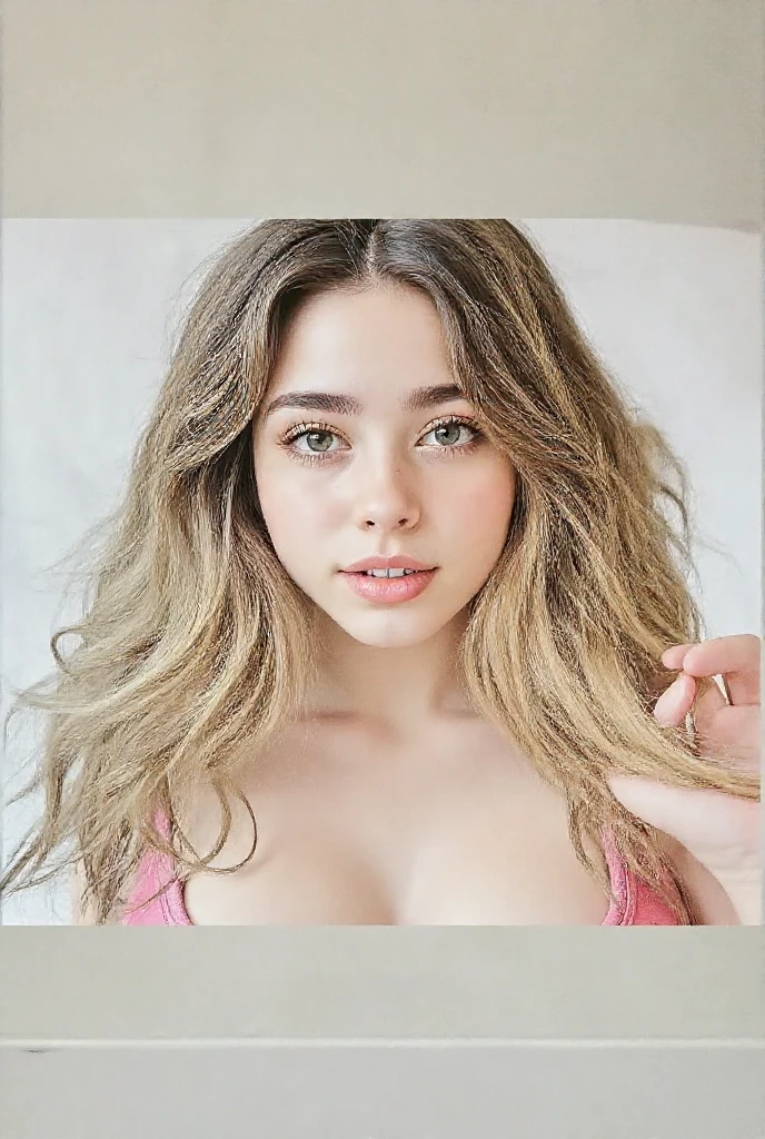 (highest quality, table top:1.2), (realistic:1.3), Brec Bassinger wearing a erotic orange pantie,((huge  breasts)),(huge cleavage), glasses,  Upper body