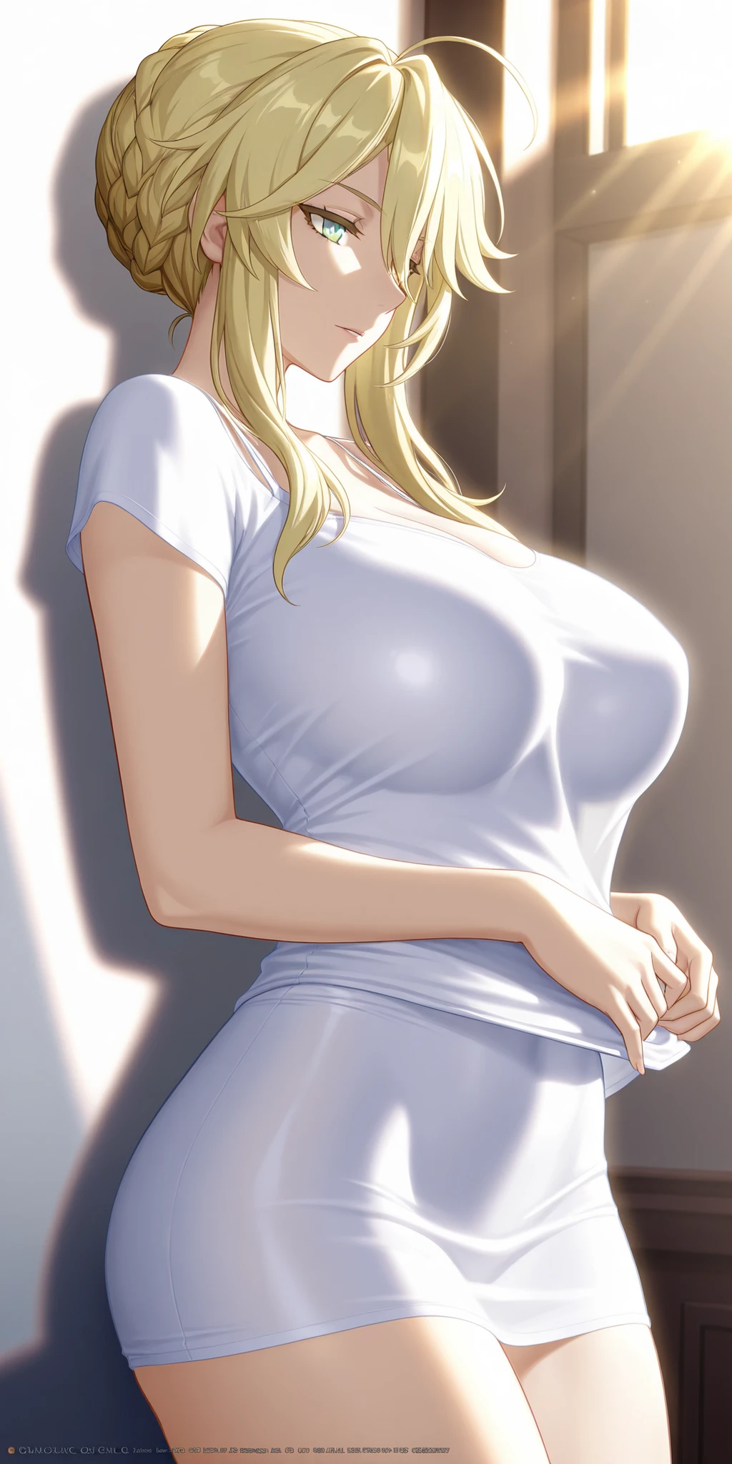((masterpiece)), ((best quality)), (detailed), perfect, solo, peach, gorgeous woman with wedding dress, bridal veil on the head, luscious lips, long hair, huge breast, deep cleavage, huge breasts, sexy, Android 18