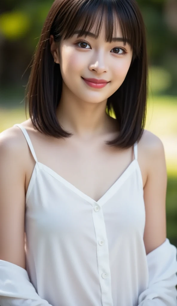 (8k、Raw photography、Highest quality、masterpiece:1.2),(Black Hair、Dark Eyes:1.9),(:1.7)、View your viewers,Front view,White skin,(:1.4)、(Tight waist:1.6)、(Clothes that accentuate the shape of the breasts:1.4)、(Big Breasts :1.6)、Slim figure、Ultra-high resolution,beautiful,beautiful fece,(One person、No background:1.9),whole bodyボディー,Japanese women,(reality的:1.37)、Photon Mapping,reality、(Baby-faced and cute: 1.4)、(Cute Smile: 1.8)、(Round face: 1.8)、Radio City、Physically Based Rendering、Depth of field rally background、photograph, (I can see your knees、Thigh close-up:1.8),(:1.6),whole body、Great quality