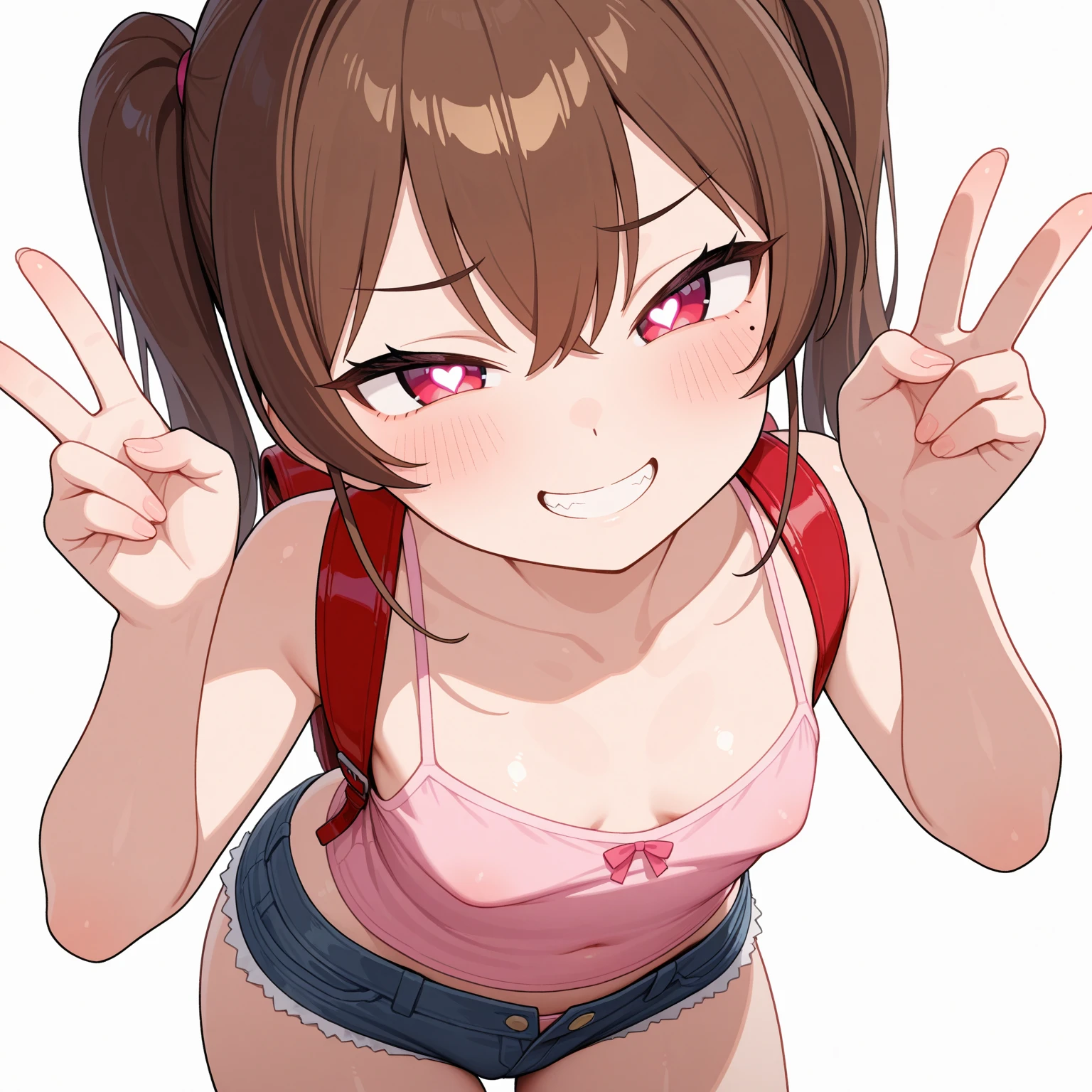 One girl, Copano Ricky(umamusume), (umamusume), umamusume, Glowing Skin, Sweat, blush, smile, Open shirt, good, panties, View your viewers, (Selfie), Reaching out to the viewer, masterpiece, Very best quality, beautiful, Recent, MIDD,