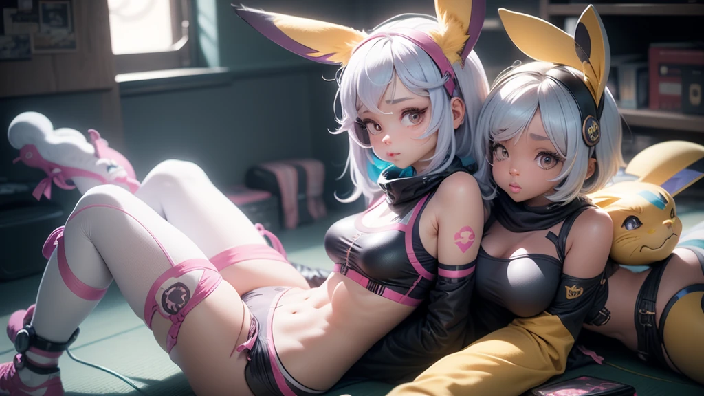 (masterpiece), (best quality), (high res) Solo, (perfect anatomy), (young girl (10 years old), fair skin, pink hair (shoulder length), green eyes, (bunny ears) (skin tight swimsuit), (blue high heels boots), (shirt), (super tight mini skirt), flustered, blushed, flat chest in a futuristic car setting with a green light, cyberpunk, cyber suit, best anime 4k, cybersuits, being fucked inside a car full of people, Dog Collar, being groomed, being groped