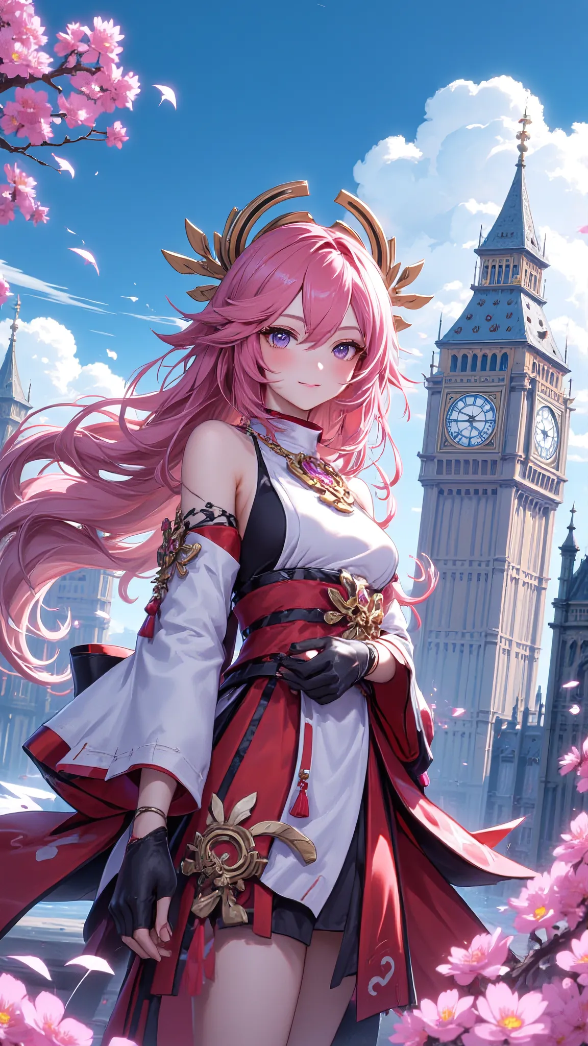 Yae Miko at Big Ben London ! 💖 MiHoYo Fantasy#1: Summer Travel Fantasy