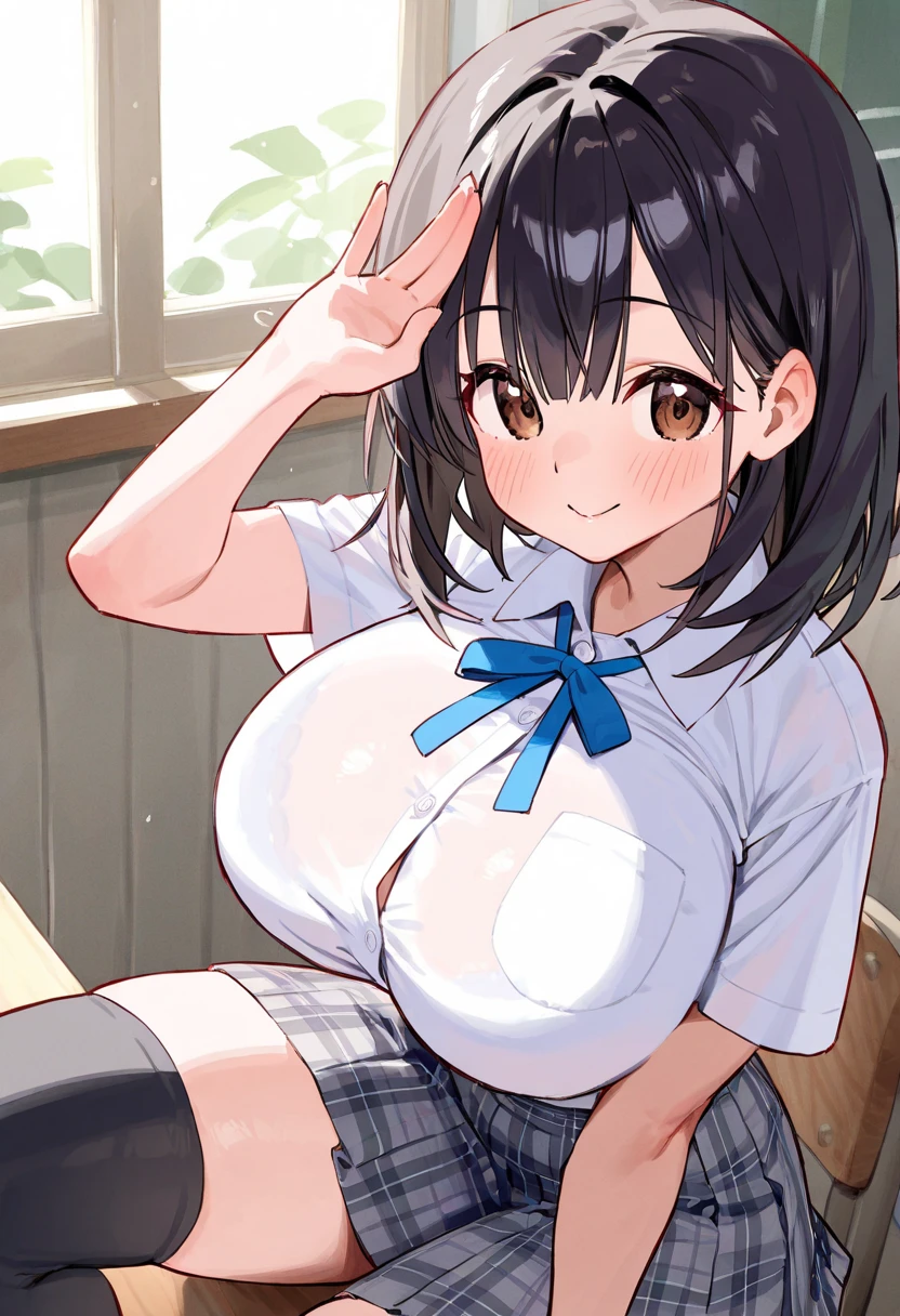 (best quality), (Super detailed), (Best Illustration), (masterpiece), score_9, score_8_up, score_7_up, 4k, (nsfw), high contrast,
upper body, focus on breast, (1woman), (solo:1.2), (hands on breast),
{(white serafuku), (bra lift), (show off breast:1.2), (show off nipples:1.2)}, (large breasts:1.2),
{dark brown hair, (sideburns), (bob cut:1.3), curly hair, hairs between eyes, colored inner hair}, {(detailed eyes), blue eyes}, earring,
grin, blush,
wind, (flower garden:1.2),